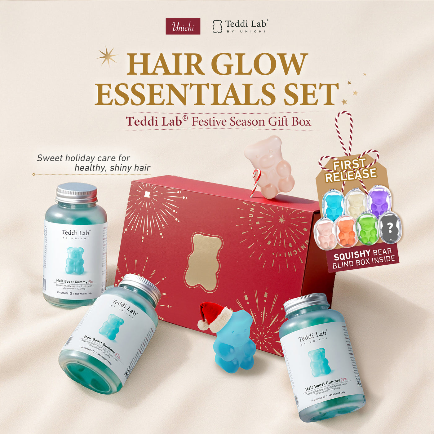 Hair Glow Essentials Set— Teddi Lab Festive Season Gift Box