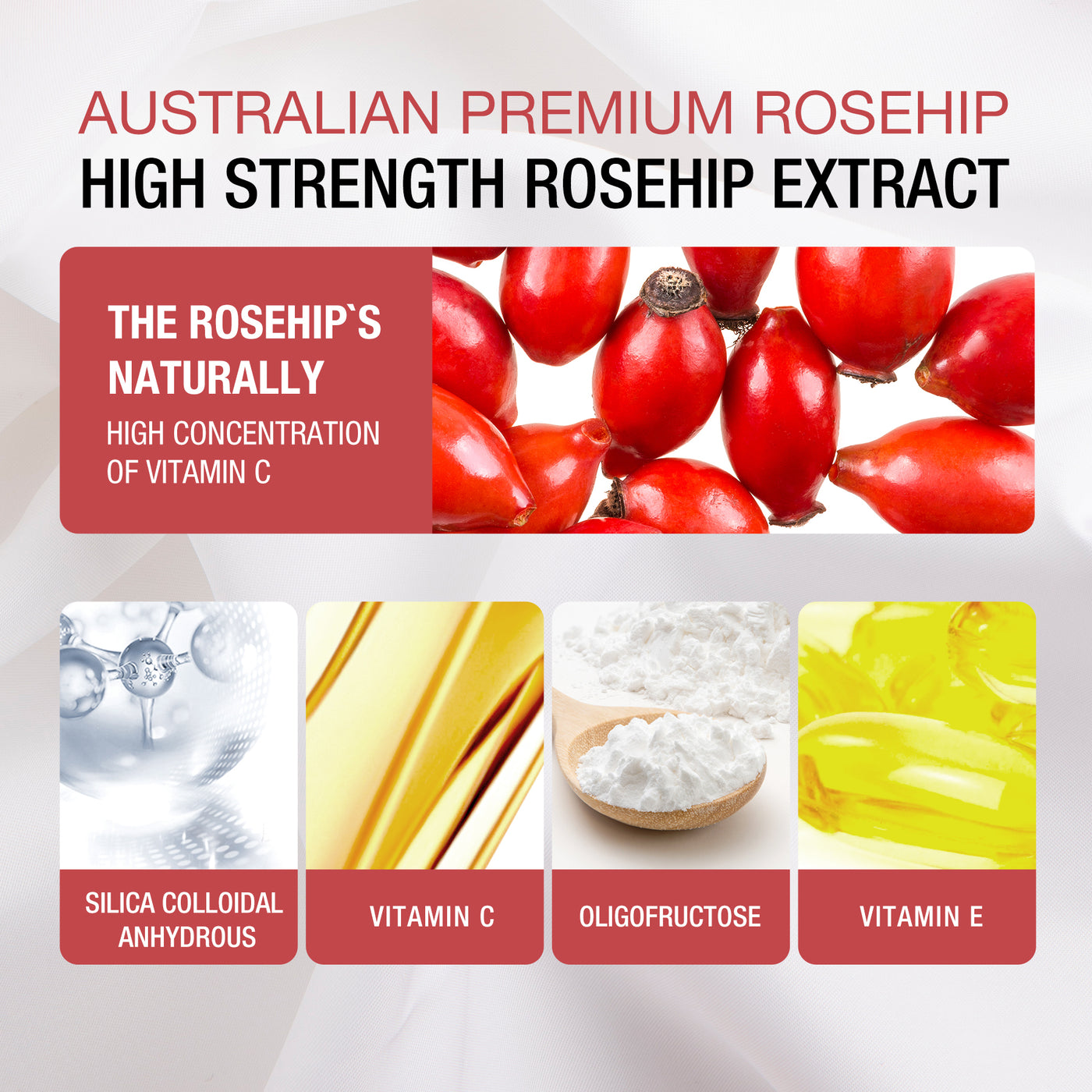 Unichi Rosa Prima Rosehip Extract 1500mg Complex 60 Vegan Capsules x2