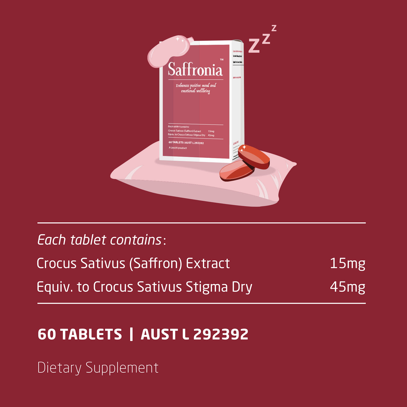 Unichi Saffronia Tablets 60 tablets x2 (Spain Saffron)